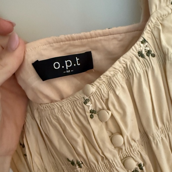 Cream Ruched Puff Sleeve Midi Sundress - Picture 2 of 5